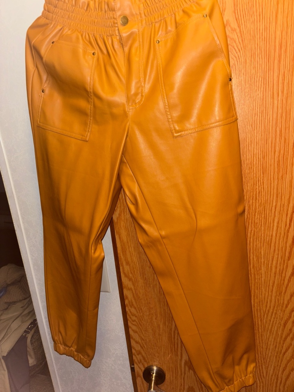 Forever 21 women Mustard Faux Leather Joggers